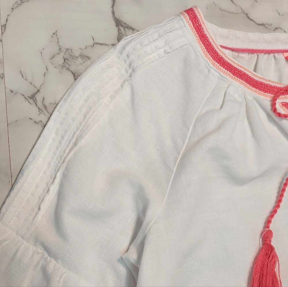 Joules Embroidered Balloon Sleeve Yolan Peasant Top, Size 4 - Picture 8 of 10